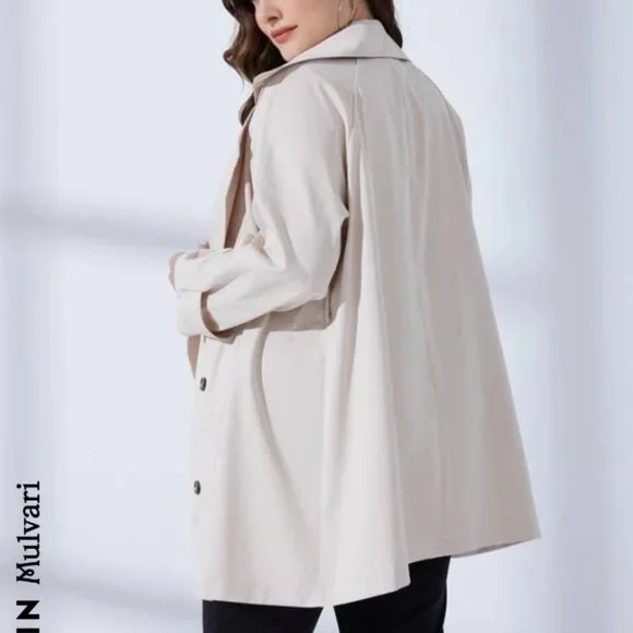 NWOT SHEIN Mulvari Plus Double Breasted Belted Trench Coat 2XL - Picture 3 of 8